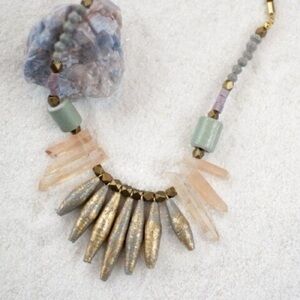 🌅 Sseko Sahara Sunset Rose Quartz Paper Necklace